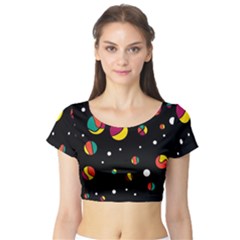 Colorful Dots Short Sleeve Crop Top (tight Fit) by Valentinaart