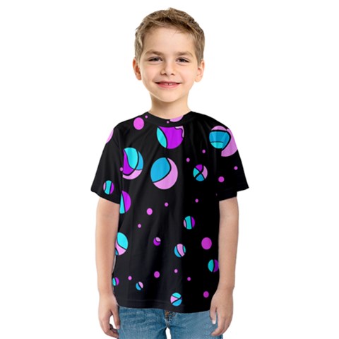 Blue And Purple Dots Kids  Sport Mesh Tee by Valentinaart