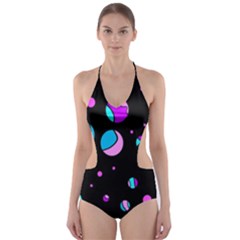 Blue And Purple Dots Cut-out One Piece Swimsuit by Valentinaart