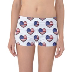 Usa Grunge Heart Shaped Flag Pattern Boyleg Bikini Bottoms by dflcprintsclothing