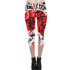 Red Hart - Graffiti Style Capri Leggings  by Valentinaart