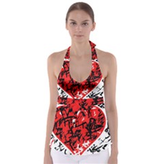 Red Hart - Graffiti Style Babydoll Tankini Top by Valentinaart