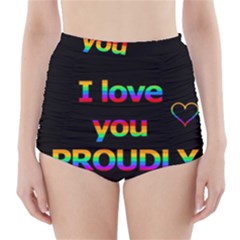 I Love You Proudly High-waisted Bikini Bottoms by Valentinaart