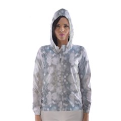 Light Circles, Blue Gray White Colors Hooded Wind Breaker (women)