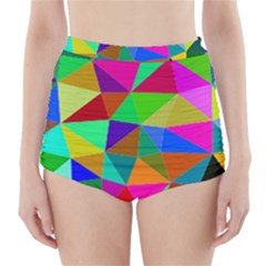 Colorful Triangles, Oil Painting Art High-waisted Bikini Bottoms by picsaspassion