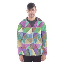 Colorful Triangles, Pencil Drawing Art Hooded Wind Breaker (men)