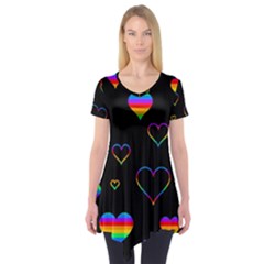 Rainbow Harts Short Sleeve Tunic  by Valentinaart