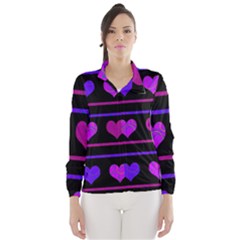 Purple And Magenta Harts Pattern Wind Breaker (women) by Valentinaart