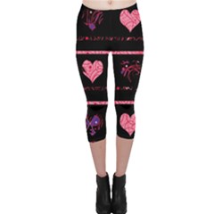Pink Elegant Harts Pattern Capri Leggings  by Valentinaart