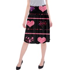 Pink Elegant Harts Pattern Midi Beach Skirt by Valentinaart