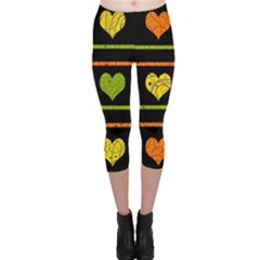 Colorful Harts Pattern Capri Leggings  by Valentinaart