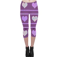 Purple Harts Pattern 2 Capri Leggings  by Valentinaart