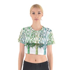 Magical Green Trees Cotton Crop Top by Valentinaart