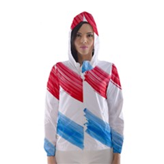 Tricolor Banner Flag, Red White Blue Hooded Wind Breaker (women)