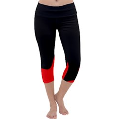 Black And Red Capri Yoga Leggings by Valentinaart