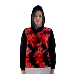 Red Flower  Hooded Wind Breaker (women) by Brittlevirginclothing