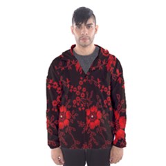 Small Red Roses Hooded Wind Breaker (men) by Brittlevirginclothing