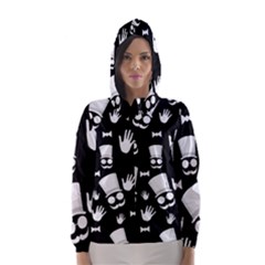 Gentleman - Black And White Pattern Hooded Wind Breaker (women) by Valentinaart