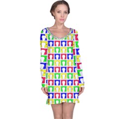 Colorful Curtains Seamless Pattern Long Sleeve Nightdress by Amaryn4rt