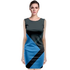Lines Textur  Stripes Blue Classic Sleeveless Midi Dress by AnjaniArt