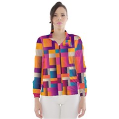 Abstract Background Geometry Blocks Wind Breaker (women) by Amaryn4rt