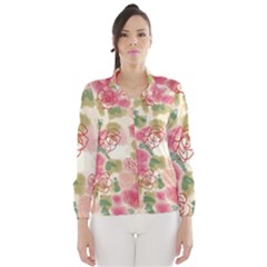 Aquarelle Pink Flower  Wind Breaker (women) by Brittlevirginclothing