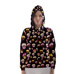 Jammy Cupcakes Pattern Hooded Wind Breaker (women) by Valentinaart