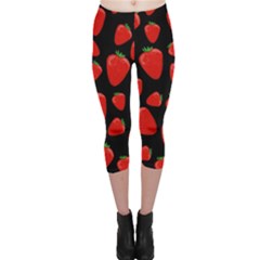 Strawberries Pattern Capri Leggings  by Valentinaart