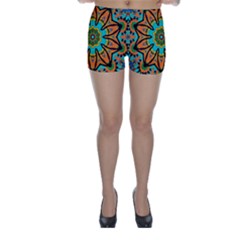 Color Abstract Pattern Structure Skinny Shorts by Amaryn4rt