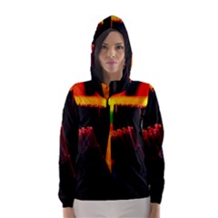 Plastic Brush Color Yellow Red Hooded Wind Breaker (women) by Amaryn4rt