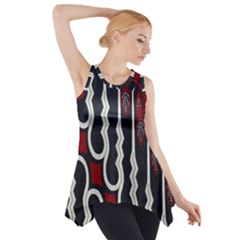 Batik Jogja Red Black Side Drop Tank Tunic by AnjaniArt