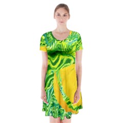 Zitro Abstract Sour Texture Food Short Sleeve V-neck Flare Dress by Amaryn4rt