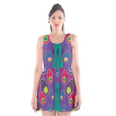 Peacock Bird Animal Feathers Scoop Neck Skater Dress by Amaryn4rt