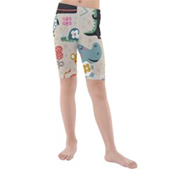 Cute Cartoon Animals Kids  Mid Length Swim Shorts by Brittlevirginclothing