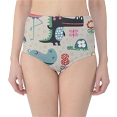 Cute Cartoon Animals High-waist Bikini Bottoms by Brittlevirginclothing