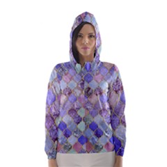 Blue Moroccan Mosaic Hooded Wind Breaker (women) by Brittlevirginclothing