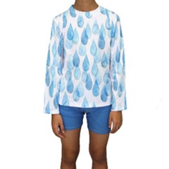 Rain Drops Kids  Long Sleeve Swimwear by Brittlevirginclothing