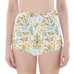 Pastel Flowers High-waisted Bikini Bottoms by Brittlevirginclothing