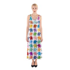 Colorful Small Elephants Sleeveless Maxi Dress by Brittlevirginclothing