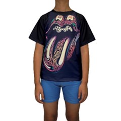 The Rolling Stones Glowing Kids  Short Sleeve Swimwear by Brittlevirginclothing