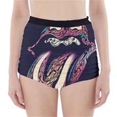 The Rolling Stones Glowing High-waisted Bikini Bottoms by Brittlevirginclothing