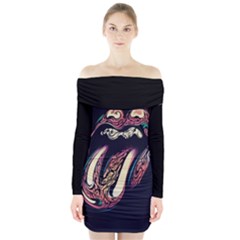 The Rolling Stones Glowing Long Sleeve Off Shoulder Dress by Brittlevirginclothing