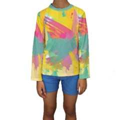 Paint Brush Kids  Long Sleeve Swimwear by Brittlevirginclothing