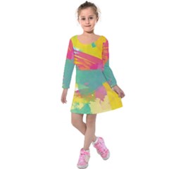 Paint Brush Kids  Long Sleeve Velvet Dress by Brittlevirginclothing