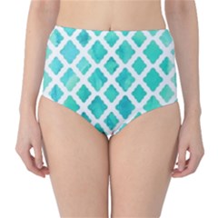 Blue Mosaic High-waist Bikini Bottoms by Brittlevirginclothing