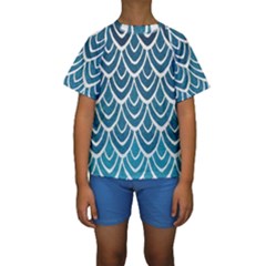 Blue Scale  Kids  Short Sleeve Swimwear by Brittlevirginclothing