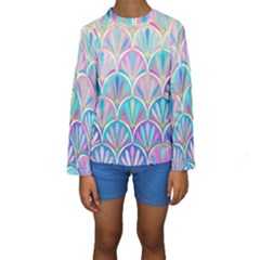 Colorful Lila Toned Mosaic Kids  Long Sleeve Swimwear by Brittlevirginclothing