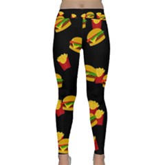 Hamburgers And French Fries Pattern Classic Yoga Leggings by Valentinaart