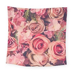 Beautiful Pink Roses Square Tapestry (large) by Brittlevirginclothing
