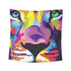 Colorful Lion Square Tapestry (small) by Brittlevirginclothing